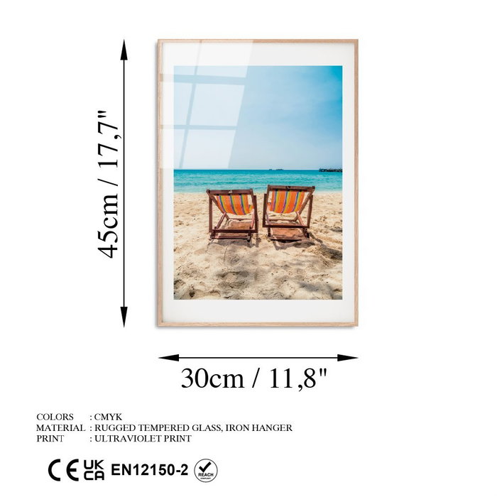 Wallity Cuadro Decorativo de Vidrio Templado Multicolor 30 x 45 cm